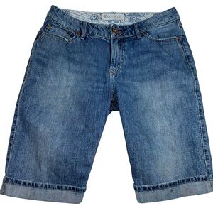 BOOTHEEL Women’s Denim Shorts Size 6 Blue  99% cotton Knee Length Mid Rise Faded